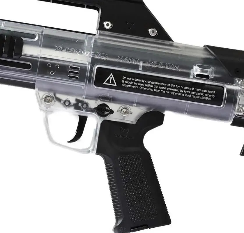 ZWQ S400 Zebra Manual Bullpup foam-dart Blaster — stock and grip detail