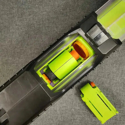 service-rifle-class Bread Machine Clip Ejection Foam Dart Blaster — stock and grip detail