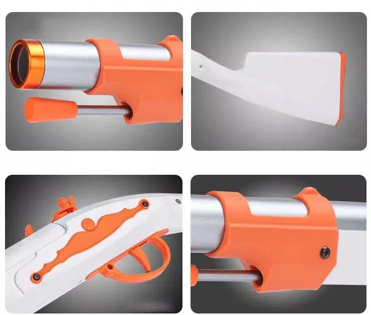 Hanke Flintlock Toy Gun Manual foam-dart Blaster — trigger group close-up