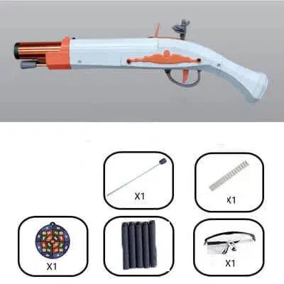 Hanke Flintlock Toy Gun Manual foam-dart Blaster — stock and grip detail