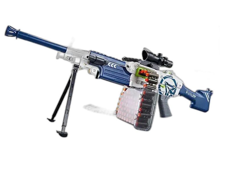 Lehui SAW M249 Electric Belt-Fed foam-dart Gun — stock and grip detail