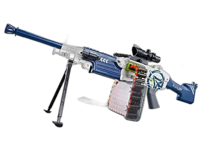 Lehui SAW M249 Electric Belt-Fed foam-dart Gun — stock and grip detail