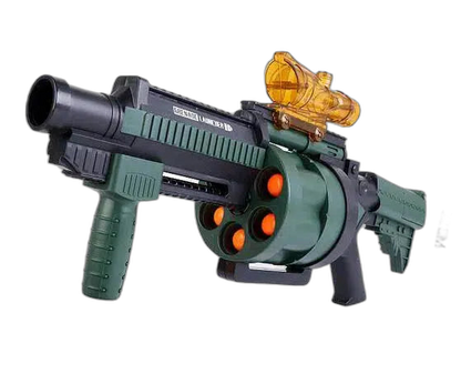 multi-shot cluster-dart blaster Pump Action Grenade Launcher Foam Blaster — muzzle and barrel detail