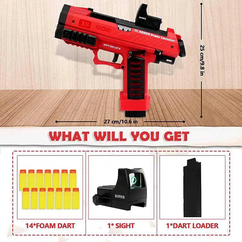 XS908 Raptor High Power Foam Dart Blaster — muzzle and barrel detail