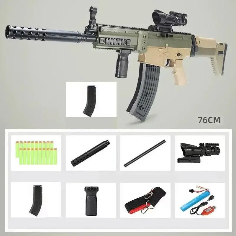 Electric Auto battle-rifle-class Realistic Foam Blaster — right profile