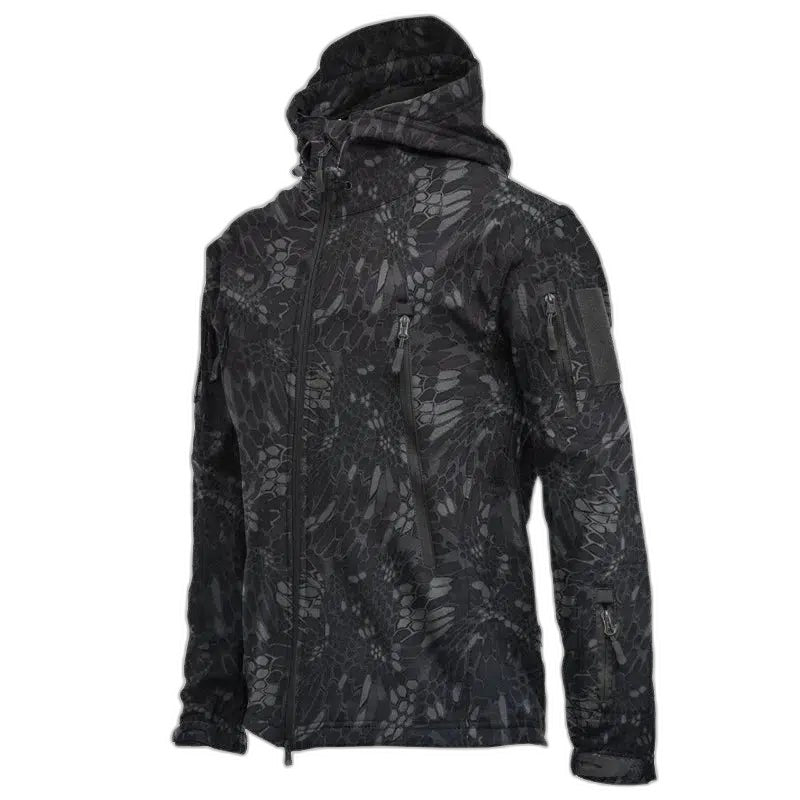Tactical Soft Shell Military Jacket Men Waterproof Windproof - black python