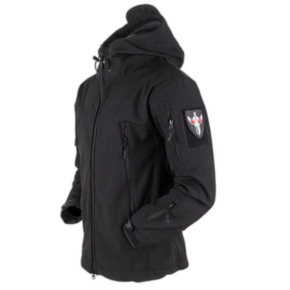 Tactical Soft Shell Military Jacket Men Waterproof Windproof - Black