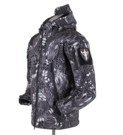 Tactical Soft Shell Military Jacket Men Waterproof Windproof - Grain black python