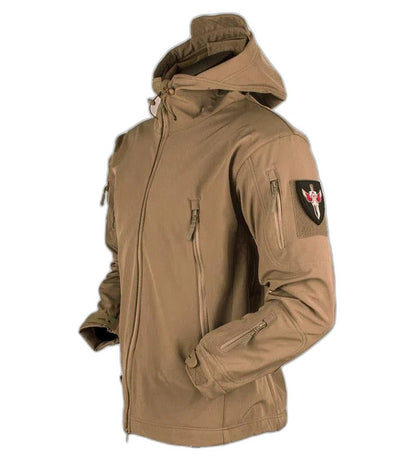 Tactical Soft Shell Military Jacket Men Waterproof Windproof - Khaki