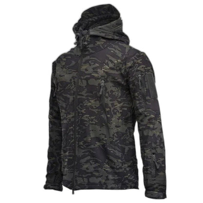 Tactical Soft Shell Military Jacket Men Waterproof Windproof - night camouflage