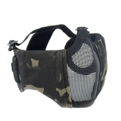 V1 Steel Mesh Tactical Protective Mask with Ears Protection - black python