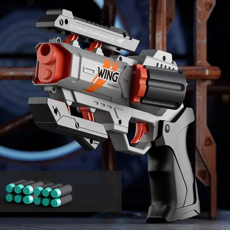 Wing Mechwarrior Rapid Deformation Burst Revolver Dart Blaster — left profile